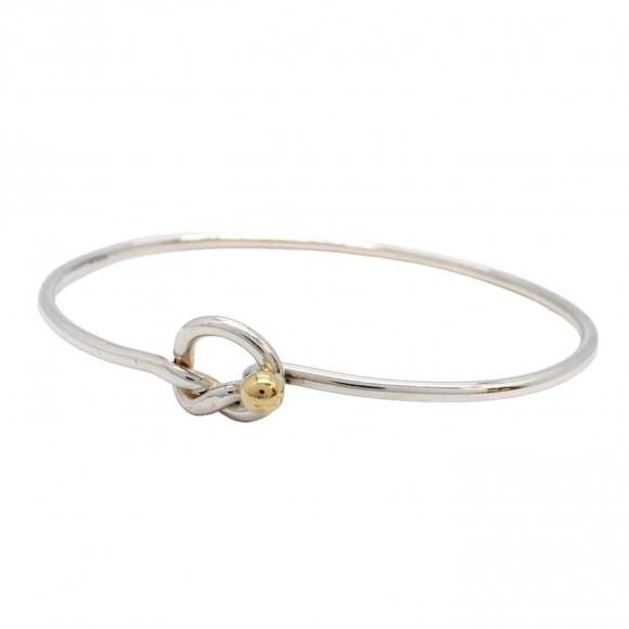 Tiffany & Co. Hook Eye Bangle 18K Yellow Gold (KYG) Sterling Silver 925 Wo...